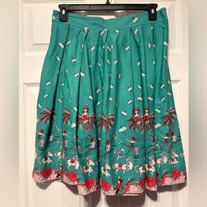 Teal A-Line Skirt with Circus Girls